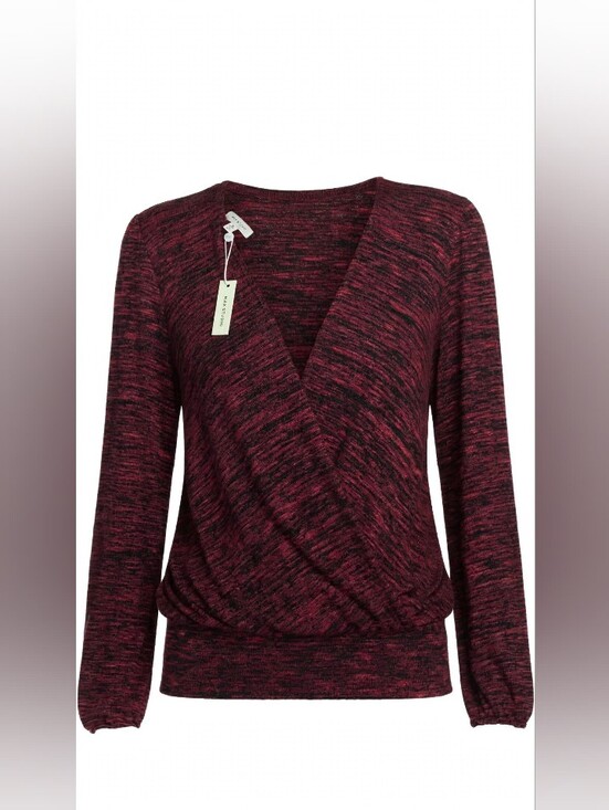 Max Studio Tops - NWT MAX STUDIO WRAP TOP XL Burgundy/Black